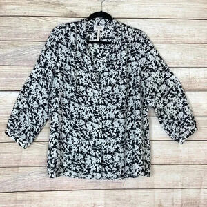 Laundry By Shelli Segal Tunic Blouse Black White